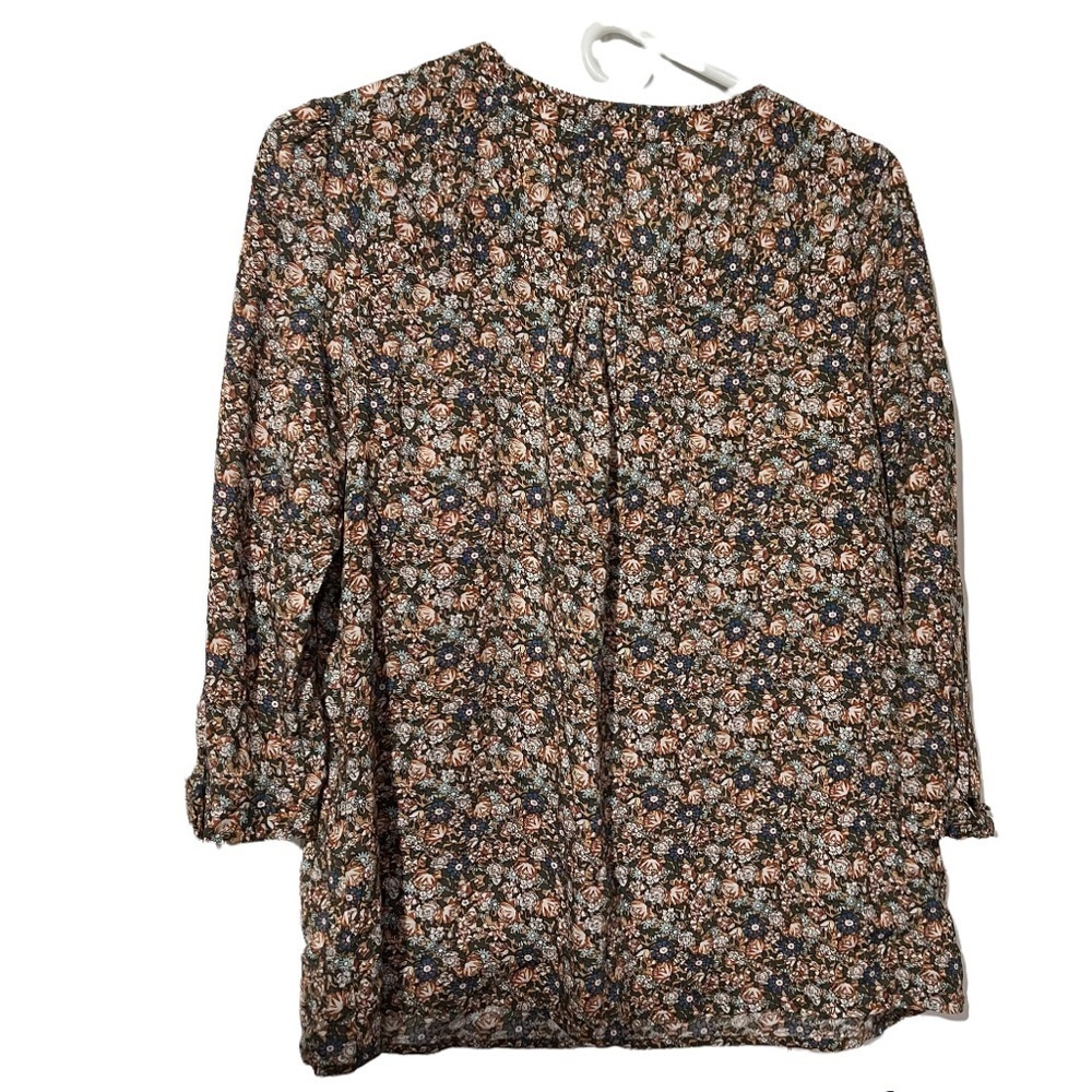 Cynthia Rowley V-Neck Blouse Long Sleeve Tie Sleeve Floral Rayon Size Medium - Picture 2 of 8